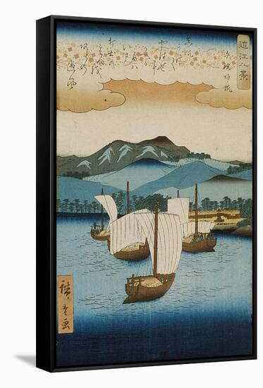 Returning Sails at Yabase from the Series Eight Views of Omi, c.1855-8-Ando or Utagawa Hiroshige-Framed Stretched Canvas