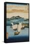 Returning Sails at Yabase from the Series Eight Views of Omi, c.1855-8-Ando or Utagawa Hiroshige-Framed Stretched Canvas