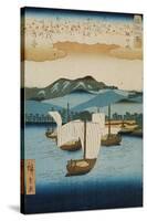 Returning Sails at Yabase from the Series Eight Views of Omi, c.1855-8-Ando or Utagawa Hiroshige-Stretched Canvas