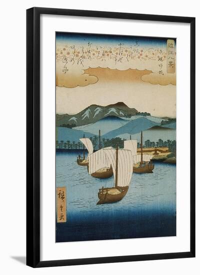 Returning Sails at Yabase from the Series Eight Views of Omi, c.1855-8-Ando or Utagawa Hiroshige-Framed Giclee Print