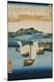 Returning Sails at Yabase from the Series Eight Views of Omi, c.1855-8-Ando or Utagawa Hiroshige-Mounted Giclee Print