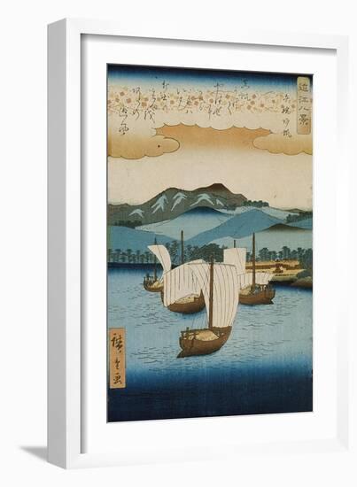 Returning Sails at Yabase from the Series Eight Views of Omi, c.1855-8-Ando or Utagawa Hiroshige-Framed Giclee Print