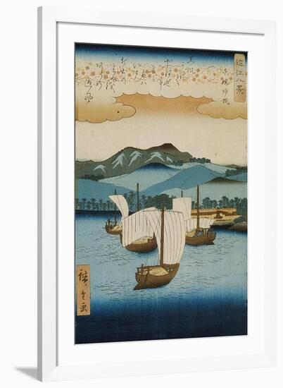 Returning Sails at Yabase from the Series Eight Views of Omi, c.1855-8-Ando or Utagawa Hiroshige-Framed Giclee Print