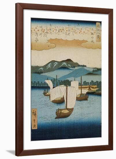 Returning Sails at Yabase from the Series Eight Views of Omi, c.1855-8-Ando or Utagawa Hiroshige-Framed Giclee Print