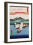 Returning Sails at Yabase, Japanese Wood-Cut Print-Lantern Press-Framed Art Print