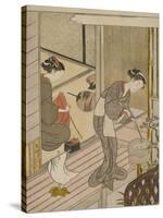 Returning Sails of the Towel Rack (Tenugui-Kake No Kihan), C.1766-Suzuki Harunobu-Stretched Canvas