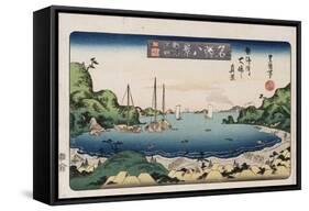 Returning Ships, Kanazawa', from the Series 'Eight Views of Famous Places'-Toyokuni II-Framed Stretched Canvas
