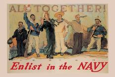 All Together! Enlist in the Navy-Reuterdahl-Framed Stretched Canvas