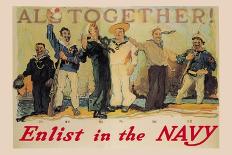 All Together! Enlist in the Navy-Reuterdahl-Mounted Art Print