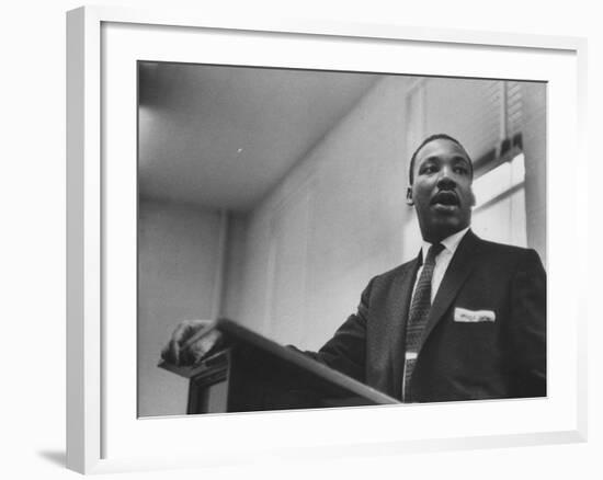 Rev. Martin Luther King Jr. Addressing a Protest Meeting-null-Framed Premium Photographic Print