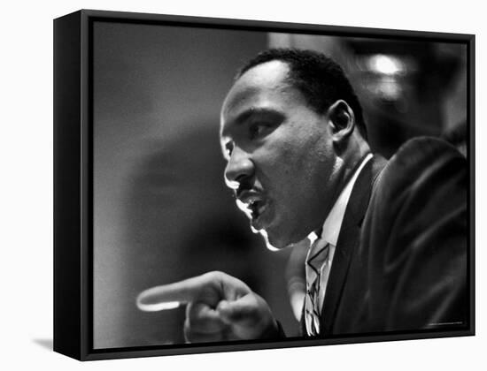 Rev. Martin Luther King Jr. Speaking in First Baptist Church at Rally for Freedom Riders-Paul Schutzer-Framed Stretched Canvas