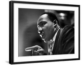 Rev. Martin Luther King Jr. Speaking in First Baptist Church at Rally for Freedom Riders-Paul Schutzer-Framed Premium Photographic Print