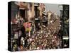 Revelers Pack the French Quarter's Famous Bourbon Street During the Annual Mardi Gras Celebration-null-Stretched Canvas