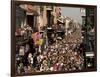 Revelers Pack the French Quarter's Famous Bourbon Street During the Annual Mardi Gras Celebration-null-Framed Photographic Print