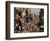 Revelers Pack the French Quarter's Famous Bourbon Street During the Annual Mardi Gras Celebration-null-Framed Photographic Print