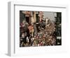 Revelers Pack the French Quarter's Famous Bourbon Street During the Annual Mardi Gras Celebration-null-Framed Photographic Print