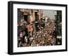 Revelers Pack the French Quarter's Famous Bourbon Street During the Annual Mardi Gras Celebration-null-Framed Photographic Print