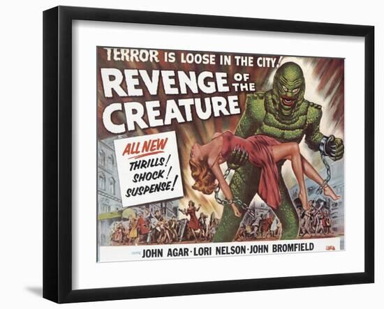 Revenge of the Creature, UK Movie Poster, 1955-null-Framed Art Print