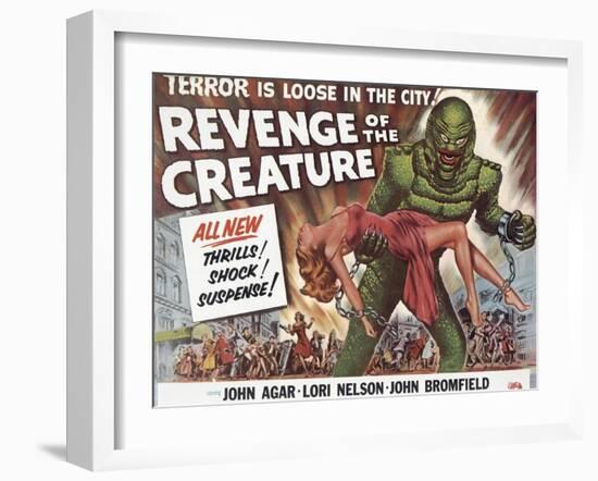 Revenge of the Creature, UK Movie Poster, 1955-null-Framed Art Print