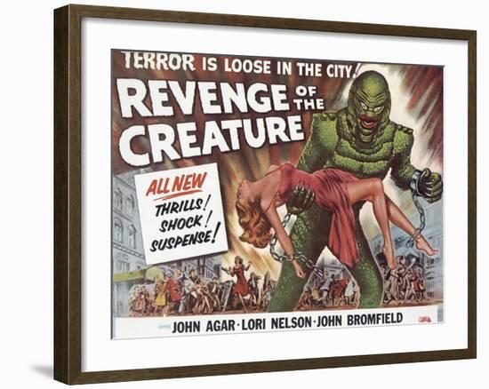 Revenge of the Creature, UK Movie Poster, 1955-null-Framed Art Print