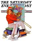 "Practicing the Trombone,"October 10, 1936-Revere F. Wistehoff-Framed Stretched Canvas