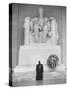 Reverend Daniel Wahl Praying at Lincoln Memorial-Paul Schutzer-Stretched Canvas