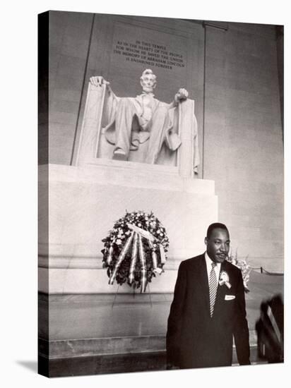 Reverend Martin Luther King Jr. at Lincoln Memorial-Paul Schutzer-Stretched Canvas