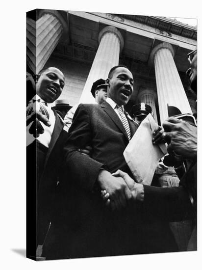 Reverend Martin Luther King Jr. Shaking Hands with Crowd at Lincoln Memorial-Paul Schutzer-Stretched Canvas