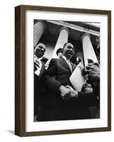 Reverend Martin Luther King Jr. Shaking Hands with Crowd at Lincoln Memorial-Paul Schutzer-Framed Premium Photographic Print