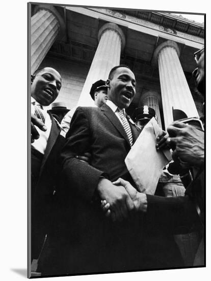 Reverend Martin Luther King Jr. Shaking Hands with Crowd at Lincoln Memorial-Paul Schutzer-Mounted Premium Photographic Print