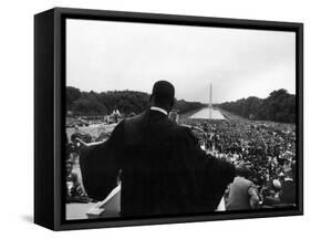 Reverend Martin Luther King Jr. Speaking at 'Prayer Pilgrimage for Freedom' at Lincoln Memorial-Paul Schutzer-Framed Stretched Canvas