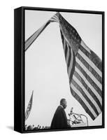 Reverend Martin Luther King Jr. Speaking at Prayer Pilgrimage for Freedom at Lincoln Memorial-Paul Schutzer-Framed Stretched Canvas