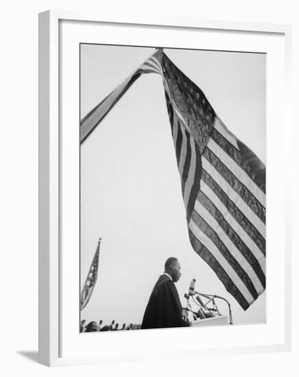 Reverend Martin Luther King Jr. Speaking at Prayer Pilgrimage for Freedom at Lincoln Memorial-Paul Schutzer-Framed Premium Photographic Print
