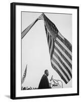 Reverend Martin Luther King Jr. Speaking at Prayer Pilgrimage for Freedom at Lincoln Memorial-Paul Schutzer-Framed Premium Photographic Print