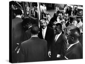 Reverend Martin Luther King Jr. with Freedom Riders Boarding Bus for Jackson-Paul Schutzer-Stretched Canvas