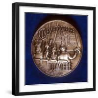 Reverse of Medal Commemorating 50 Years of Cinematography by the Lumiere Brothers, 1945-null-Framed Photographic Print