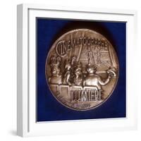 Reverse of Medal Commemorating 50 Years of Cinematography by the Lumiere Brothers, 1945-null-Framed Photographic Print