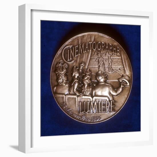 Reverse of Medal Commemorating 50 Years of Cinematography by the Lumiere Brothers, 1945-null-Framed Photographic Print
