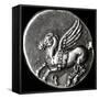 Reverse Side of a Coin Depicting Pegasus, from Corinth, 700-300 BC-null-Framed Stretched Canvas