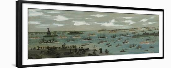 Review of the United States Fleet in New York Harbour with the Statue of Liberty, 1893-Andrew Meyer-Framed Giclee Print