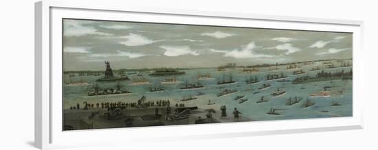 Review of the United States Fleet in New York Harbour with the Statue of Liberty, 1893-Andrew Meyer-Framed Giclee Print