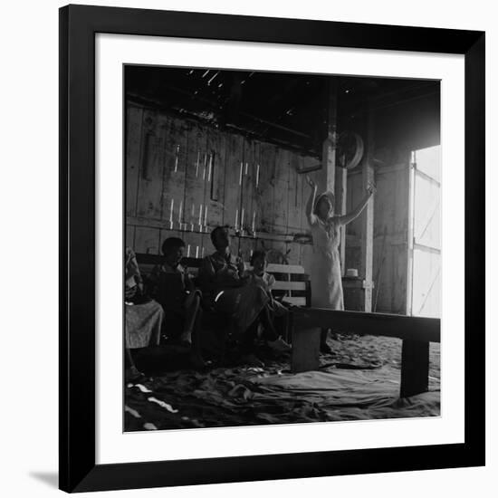 Revival meeting in a California garage, 1938-Dorothea Lange-Framed Giclee Print