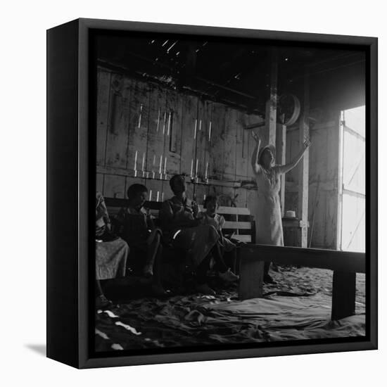 Revival meeting in a California garage, 1938-Dorothea Lange-Framed Stretched Canvas