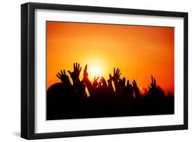 Revolution, People Protest against Government, Man Fighting for Rights, Silhouettes of Hands up in-Anna Omelchenko-Framed Photographic Print