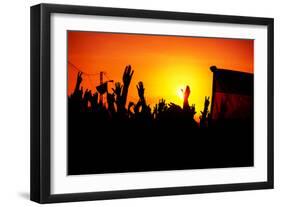 Revolution, People Protest against Government, Man Fighting for Rights, Silhouettes of Hands up in-Anna Omelchenko-Framed Photographic Print