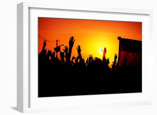 Revolution, People Protest against Government, Man Fighting for Rights, Silhouettes of Hands up in-Anna Omelchenko-Framed Photographic Print