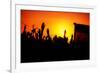 Revolution, People Protest against Government, Man Fighting for Rights, Silhouettes of Hands up in-Anna Omelchenko-Framed Photographic Print