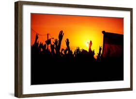 Revolution, People Protest against Government, Man Fighting for Rights, Silhouettes of Hands up in-Anna Omelchenko-Framed Photographic Print