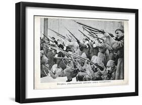 Revolutionaries Armed with Rifles, Russian Revolution, October 1917-null-Framed Giclee Print