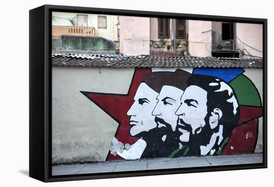 Revolutionary Mural Painted on Wall, Havana Centro, Havana, Cuba, West Indies, Central America-Lee Frost-Framed Stretched Canvas